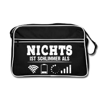 Coder NICHTS IST SCHLIMMER ALS LUSTIG - Retro Tasche - Schwarz/Weiß - Vorne