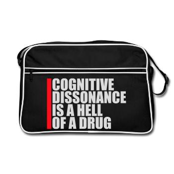 Cognitive Dissonance Is A Hell Of A Drug Saying - Retro Bag - black/white - Front