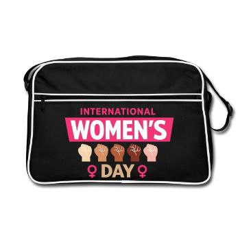 Internationaler Frauentag Frauenpower Geschenk - Retro Tasche - Schwarz/Weiß - Vorne