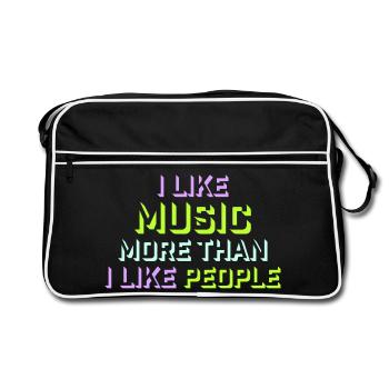 J’aime la musique plus que les gens désirent Musik - Sac Retro - noir/blanc - Devant