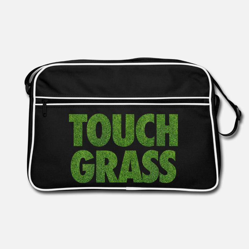 Touch Grass Meme Internet-Slogan Retro Tasche
