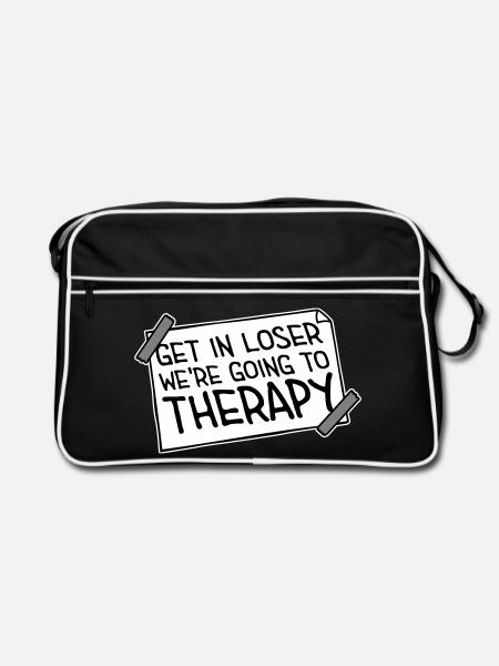 Get In Loser We're Going To Therapy Therapie Logo - Retro Bag - black/white - Front