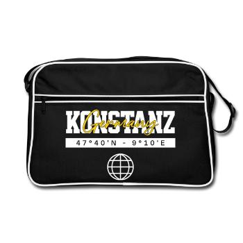 Konstanz Deutschland Koordinaten Reise Souvenir - Retro Tasche - Schwarz/Weiß - Vorne