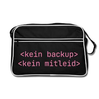 Kein Backup Kein Mitleid IT-Berater Admin - Retro Tasche - Schwarz/Weiß - Vorne