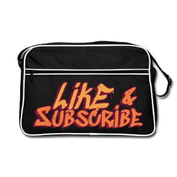 Like & Subscribe Graffiti Style - Retro Bag - black/white - Front