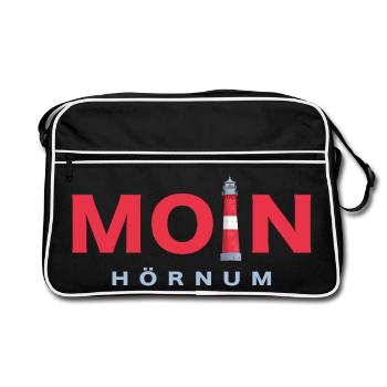 Moin Sylt, Leuchtturm Hörnum - Retro Tasche - Schwarz/Weiß - Vorne