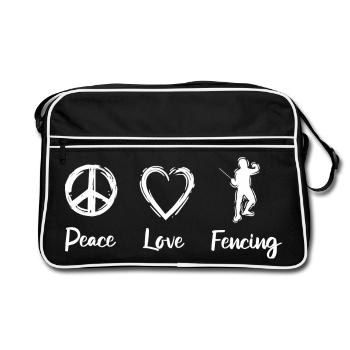 Peace Love Fencing - Retro Bag - black/white - Front