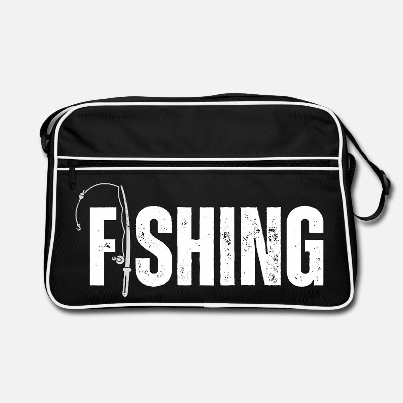 Angeln - Retro Tasche - Schwarz/Weiß