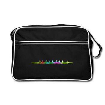 Buntes achter Ruderboot - Retro Tasche - Schwarz/Weiß - Vorne