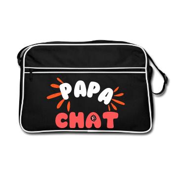 Papa Chat: Logo Amical et Pattes - Sac Retro - noir/blanc - Devant