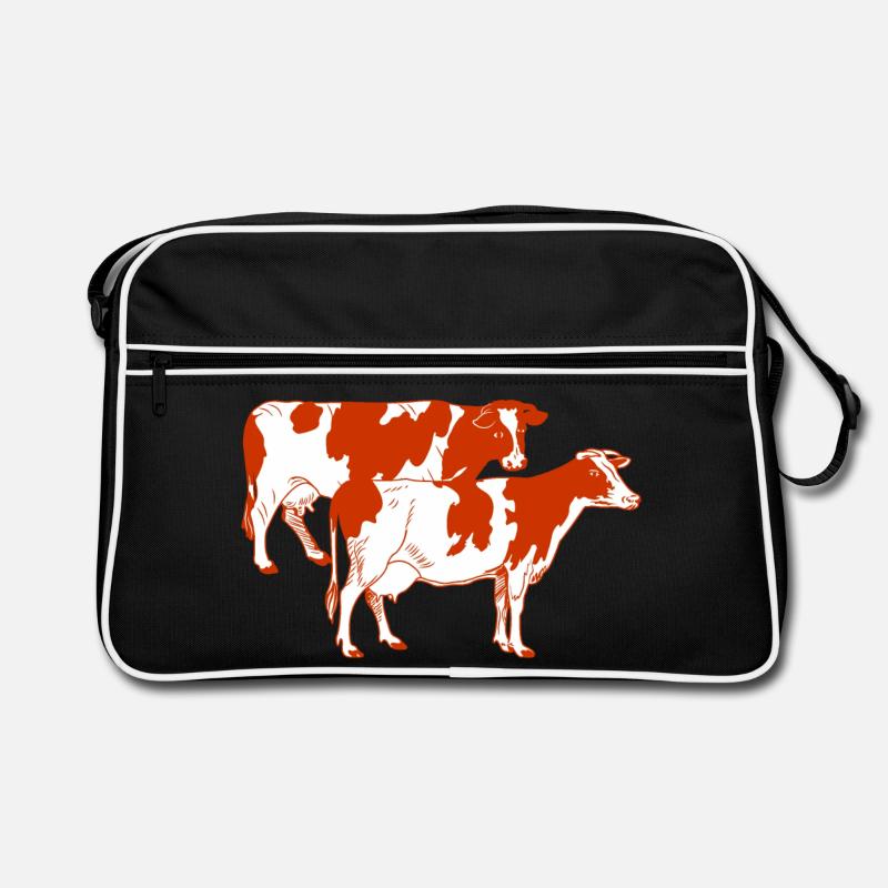 Two red-spotted cows Retro Bag