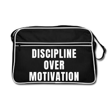 Discipline Over Motivation Success Growth Power - Retro Bag - black/white - Front