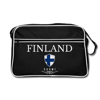 Finnish pride, minimalist sleek design - Retro Bag - black/white - Front