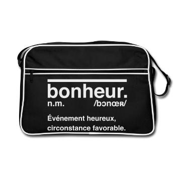 Bonheur Définition Style Dictionnaire - Sac Retro - noir/blanc - Devant