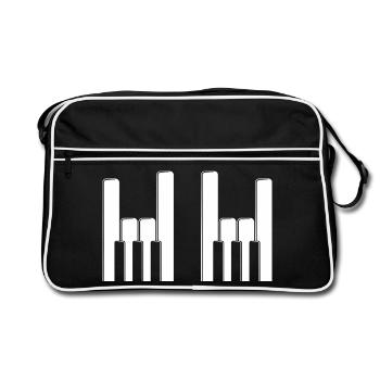 Touches de piano, cors aux doigts - Sac Retro - noir/blanc - Devant