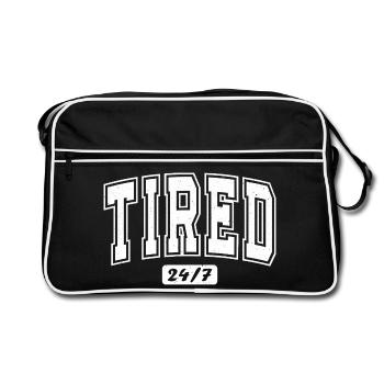 Müde 24/7 Retro Schriftzug - Retro Tasche - Schwarz/Weiß - Vorne
