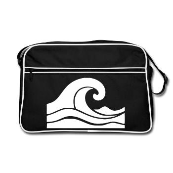 Cadeau de vacances Wave Minimal Sea Beach - Sac Retro - noir/blanc - Devant