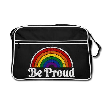 Motif arc-en-ciel rétro de la déclaration LGBT Be Proud - Sac Retro - noir/blanc - Devant