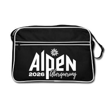 Alpen Überquerung 2026 - Wandern - Retro Tasche - Schwarz/Weiß - Vorne