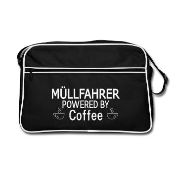 Müllfahrer Powered By Coffee - Retro Tasche - Schwarz/Weiß - Vorne