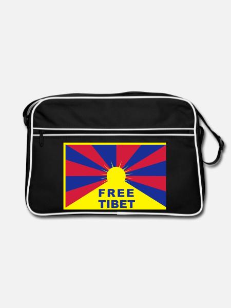 Free Tibet - Retro Bag - black/white - Front