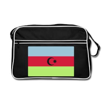 Azerbaijan T-shirt Azerbaijan Bayrak - Retro Tasche - Schwarz/Weiß - Vorne