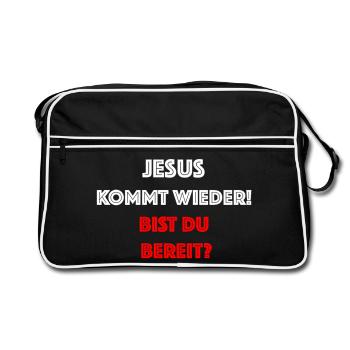 Jésus revient – êtes-vous prêt ? - Sac Retro - noir/blanc - Devant