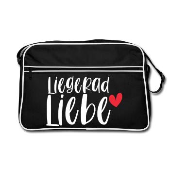 Fahrrad Liegerad Liebe Radsport Sport Geschenk - Retro Tasche - Schwarz/Weiß - Vorne