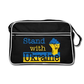 Stand with Ukraine! blue yellow - Retro Bag - black/white - Front
