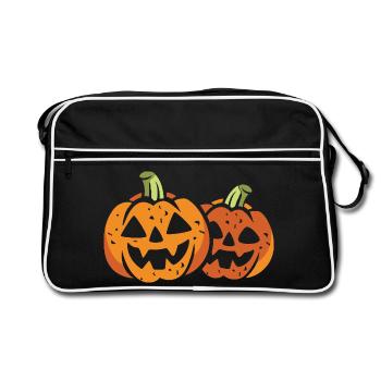 Deux citrouilles drôles d’Halloween - Sac Retro - noir/blanc - Devant