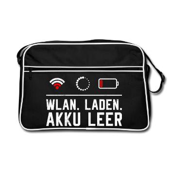 Coder WiFi. LOADING. BATTERY EMPTY FUNNY - Retro Bag - black/white - Front