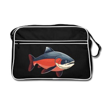 Lachse Lachs - Retro Tasche - Schwarz/Weiß - Vorne