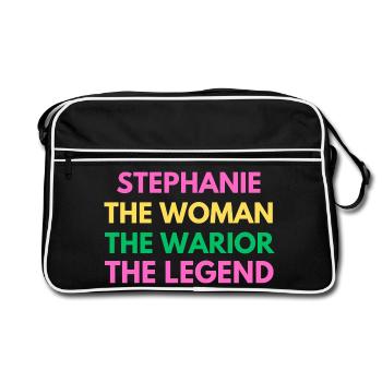 Stephanie La Femme La Guerrière - Noms Cadeaux - Sac Retro - noir/blanc - Devant