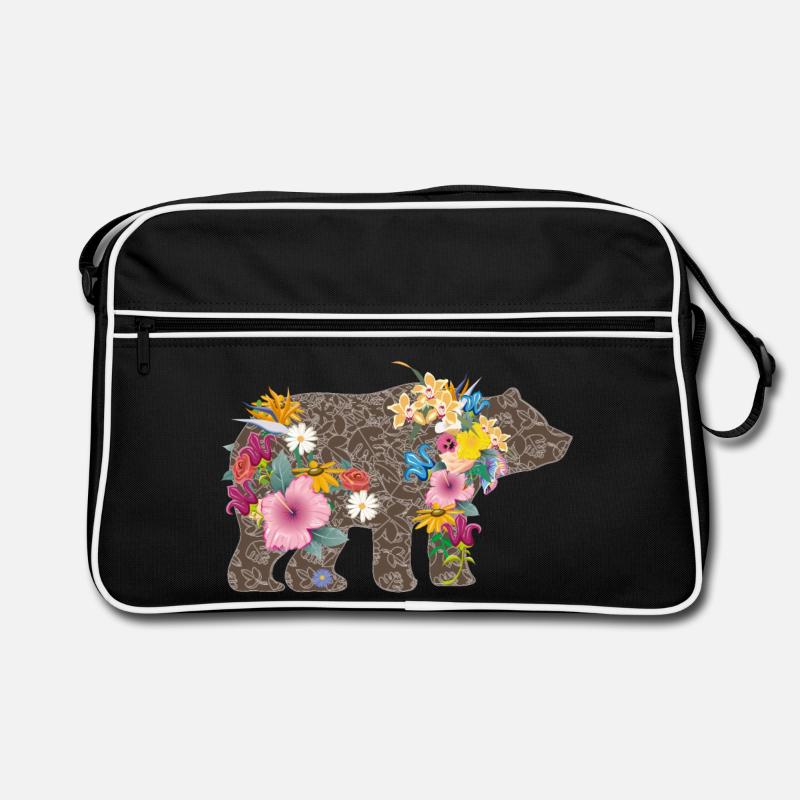Bär mit Blumen Retro Tasche