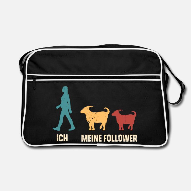 Ziege Hirte Ziegen - Retro Tasche - Schwarz/Weiß