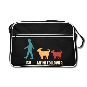 Ich Und Meine Follower Ziegen Ziege - Retro Tasche - Schwarz/Weiß - Vorne