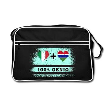 Italie et Gambie 100% drapeau de génie - Sac Retro - noir/blanc - Devant