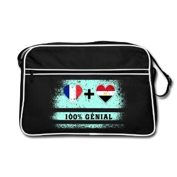 Flagge von Frankreich und Ägypten 100% genial - Retro Tasche - Schwarz/Weiß - Vorne