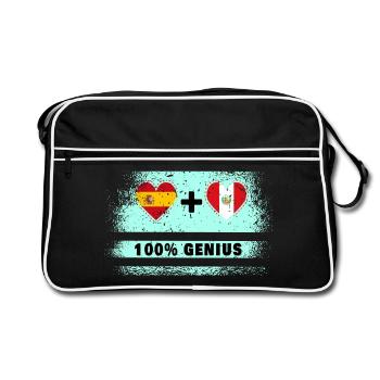 Spanien und Peru Flagge 100% genial - Retro Tasche - Schwarz/Weiß - Vorne