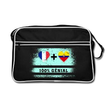 Flag France and Ecuador 100% awesome - Retro Bag - black/white - Front
