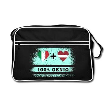 Italien und Lettland 100% geniale Flagge - Retro Tasche - Schwarz/Weiß - Vorne