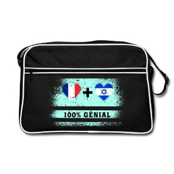 Drapeau France et Israël 100% génial - Sac Retro - noir/blanc - Devant
