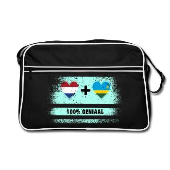 Rwanda and the Netherlands 100% Genius flag - Retro Bag - black/white - Front