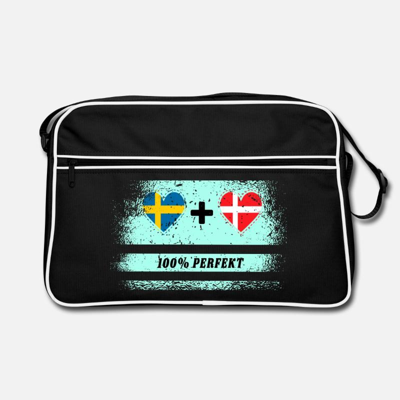Dänemark und Schweden 100% perfekt / Geschenk - Retro Tasche - Schwarz/Weiß