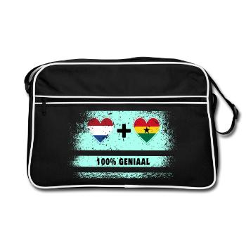 Ghana and the Netherlands 100% Genius flag - Retro Bag - black/white - Front
