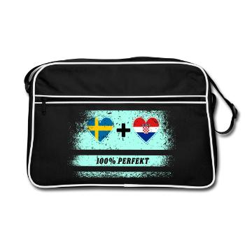 Croatie et Suède 100% parfait / cadeau - Sac Retro - noir/blanc - Devant
