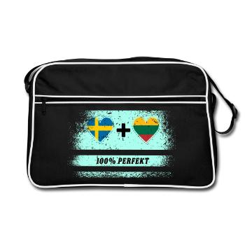 Lituanie et Suède 100 % parfait / cadeau - Sac Retro - noir/blanc - Devant