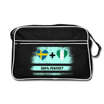 Nigeria und Schweden 100% perfekt / Geschenk - Retro Tasche - Schwarz/Weiß - Vorne