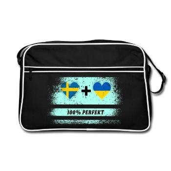 Ukraine und Schweden 100% perfekt / Geschenk - Retro Tasche - Schwarz/Weiß - Vorne