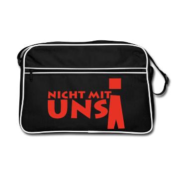 nicht mit uns! - Retro Tasche - Schwarz/Weiß - Vorne